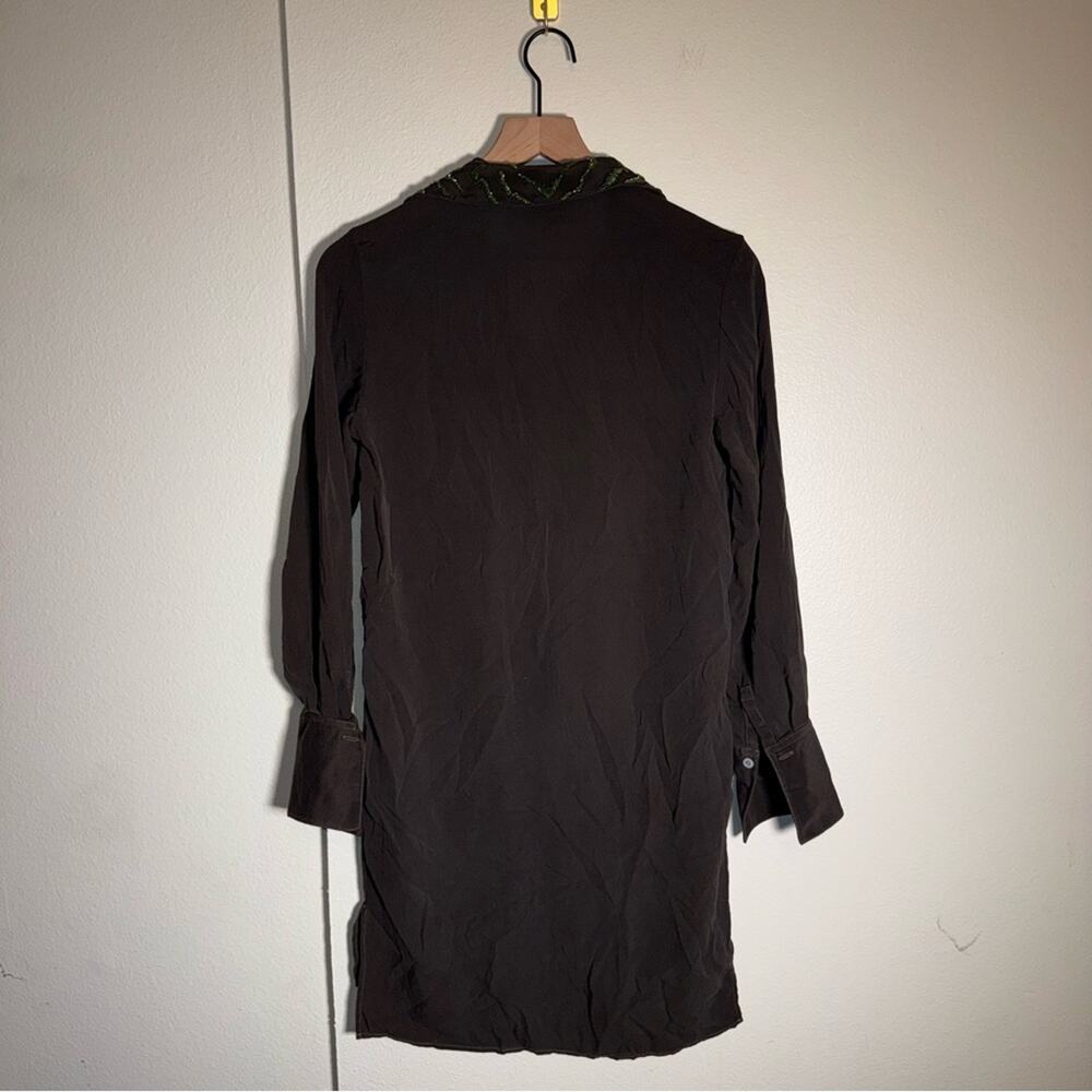 3.1 PHILIP LIM silk designer lightweight couture beaded collar shirt dress 2 - Picture 5 of 5